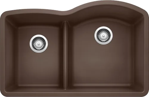 Miniatura 5 de BLANCO, Anthracite 441598 DIAMOND SILGRANIT 40/60 - Fregadero de cocina con doble cuenco con división baja, 32 x 21 pulgadas