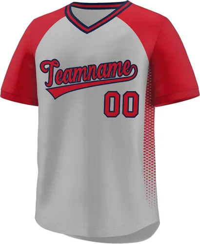 Miniatura 13 de Camiseta de béisbol personalizada con cuello en V para hombres, mujeres y jóvenes, camisetas de béisbol personalizadas con costuras o estampadas