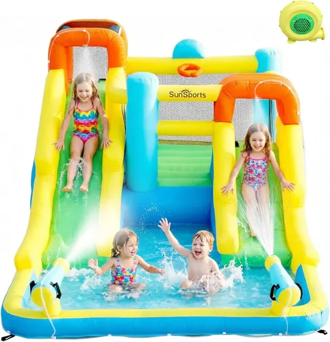 Tobogán acuático inflable para patio trasero de niños, casa de rebote con tobogán acuático, casa inflable para parque acuático inflable para húmedo