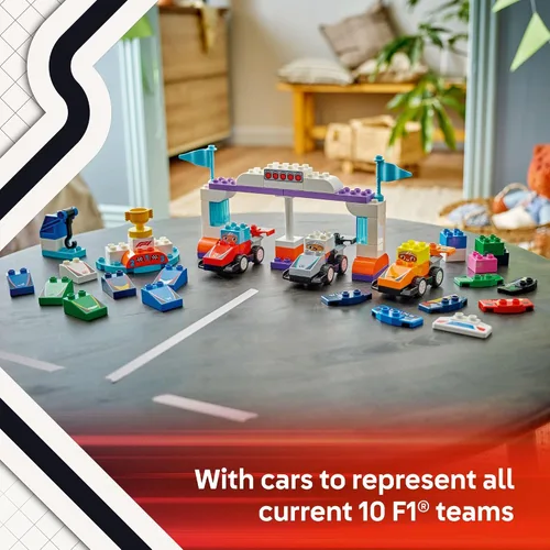 Miniatura 5 de LEGO DUPLO Town F1 Team Race Cars & Drivers Juguete de Construcción Playset - Coches de Juguete para Niños Pequeños para Juego de Simulación, Niños