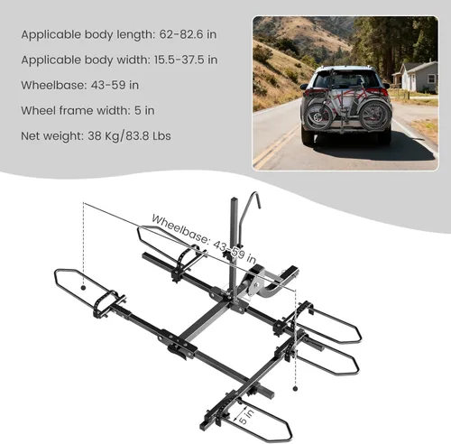 Miniatura 6 de LILYPELLE Portabicicletas Mejorado de Montaje en Enganche para Triciclos, Portaenganche Ajustable de 90 Grados para Sostener 2 Bicicletas, Capacidad