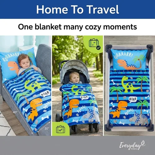 Miniatura 3 de EVERYDAY KIDS Manta para Niños Pequeños - 30" por 40" - Roarin Dinos - Súper Suave, Afelpada, Cálida y Cómoda Dinosaurios