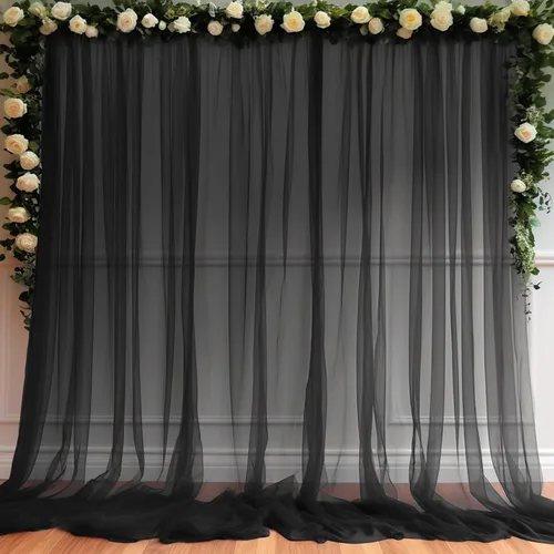 Miniatura 21 de Cortina de telón de fondo de tul azul bebé de 10 x 10 pies para fiestas, cortinas de fondo transparentes para bodas, baby shower, baby shower
