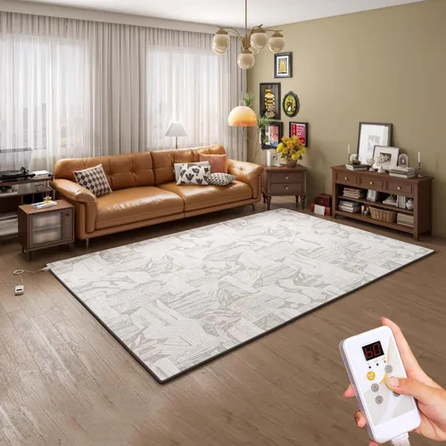 Miniatura 12 de Tapete eléctrico de grafeno, alfombra eléctrica con calefacción, calentador de piso interior con temporizador, calentamiento rápido, para oficina