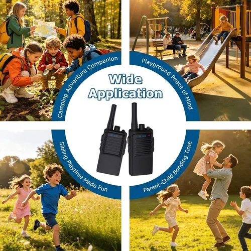 Miniatura 6 de Walkie Talkies para niños, paquete de 2 unidades, 2 millas de alcance recargable para niños, 16 canales, radio de 2 vías con linterna, juguetes Negro
