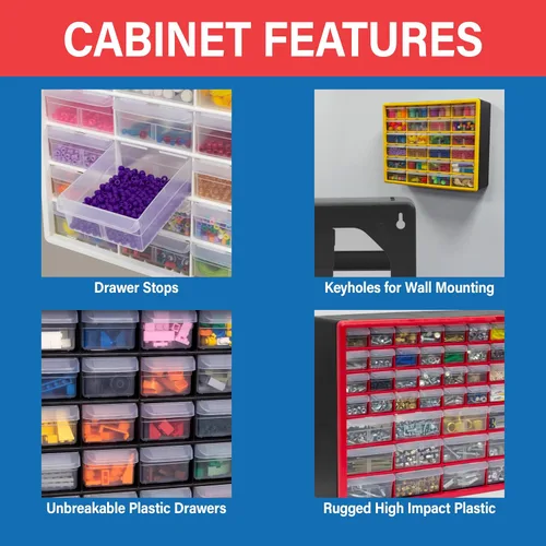 Miniatura 5 de Akro-Mils 10144, Gabinete de almacenamiento con 44 cajones de plástico para organización de garaje, organizador de cuentas, almacenamiento