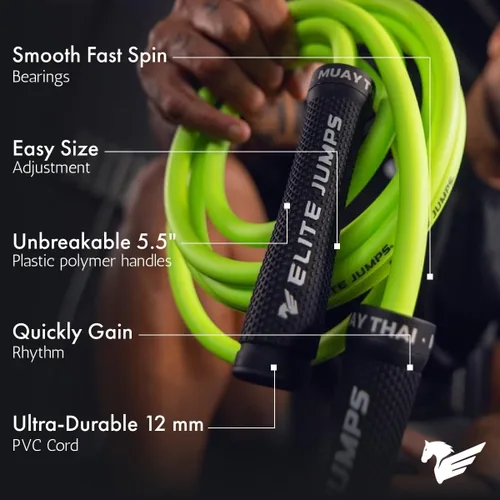 Miniatura 2 de Muay Thai 3.0 Weighted Jump Rope for Men & Women - Professionally Designed for High-Intensity Training Muay Thai, MMA & Fitness Jump Rope - Full