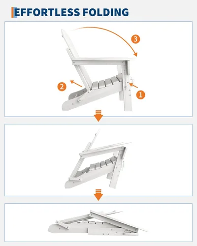 Miniatura 4 de GarveeLife Sillas Plegables Adirondack, Sillas de Patio Exterior de HDPE Resistentes a Todos los Climas con Textura de Madera para Fogata, Terraza