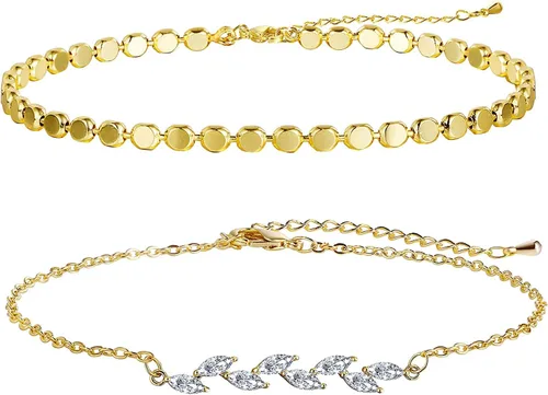 Miniatura 7 de MIDEEO - Pulseras chapadas en oro para mujer, juego de delgadas pulseras de cadena para combinar, de espiga, trenzada, de circonita cúbica