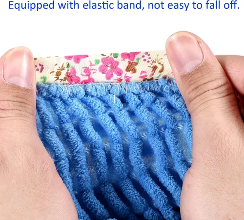 Miniatura 5 de M METERXITY 2 pares de fundas lavables de limpieza para zapatos, polvo de limpieza de suelos, pantuflas de microfibra de chenilla, para mopa de Azul