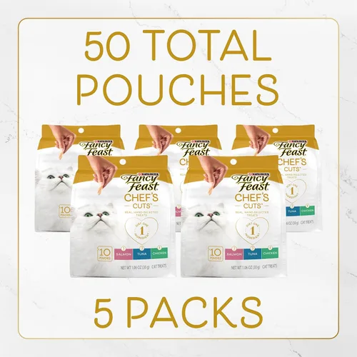 Miniatura 3 de Purina Fancy Feast - Paquete variado de golosinas naturales para gatos, puramente naturales, (paquete de 5) bolsas de 10