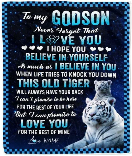 Miniatura 22 de Manta personalizada con texto en inglés «To My Godson», de Godmother Godmother Wolf Moon, My Love for You is Forever Godson Birthday Christmas