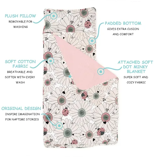 Miniatura 2 de JumpOff Jo Colchoneta de siesta extra larga para niños - Cómoda colchoneta de descanso para niños con almohada extraíble y manta ultra suave