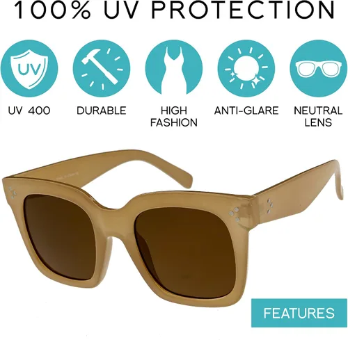 Miniatura 2 de zeroUV - Gafas de sol cuadradas retro de moda de gran tamaño para mujer estilo vintage 1969pulgadas