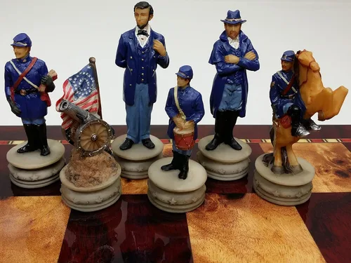 Juego de 32 piezas temáticas de ajedrez hombres piezas Guerra civil o revolución americana o WW2 - NO Board (Guerra civil americana - General Queens)