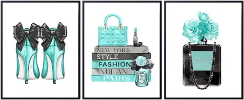 Glam - Decoración de pared – Perfume de diseñador, zapatos, bolsos – Regalo de diseño de alta moda para fashionista – Arte de pared de alta costura