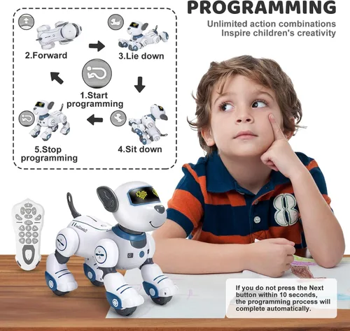 Miniatura 2 de Perro Robot de Juguete con Control Remoto: Perro Robótico Programable para Niños, Perro Robot Interactivo Inteligente, Mascota Robot que Baila