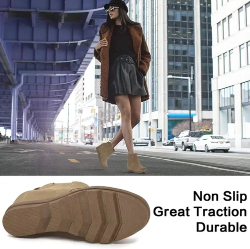 Miniatura 4 de Athlefit Women's Wedge Boots Comfortable Ankle Wedge Booties