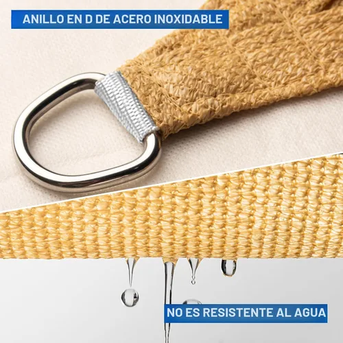 Miniatura 6 de SUNLAX Vela de Sombra Solar 8' x 10' Arena Rectángulo Toldo Vela Sombra Cubierta Bloqueo UV Permeable Parasol Exterior para Patio Patio Trasero