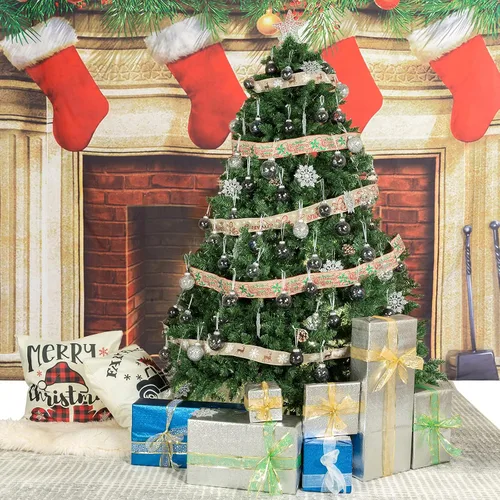 Miniatura 9 de 24 unidades - Adornos de bolas de Navidad colgantes de plástico transparente inastillable con bolas delicadas decorativas (2.36"/60mm, negro)
