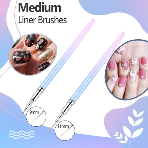 Miniatura 5 de Cepillo delineador para uñas, 6 pinceles finos para arte de uñas, cepillo profesional para detalles de uñas para esmalte de gel, tamaños