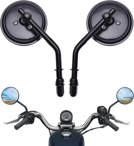 Miniatura 16 de DREAMIZER Espejos retrovisores negros universales de 8 mm/10 mm para motocicleta, compatibles con Harley, bicicleta de calle, scooter, chopper
