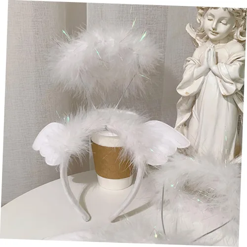 Miniatura 6 de OSALADI 3 Pcs Angel Headband Fabric Christmas Issue Card White Girl