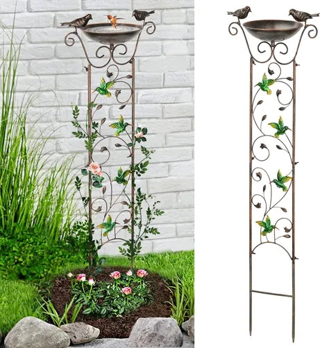 LEWIS&WAYNE Enrejado de Jardín para Aves al Aire Libre, 40 Pulgadas de Hierro Antiguo, Enrejado Decorativo para Plantas de Jardín con Colibríes y