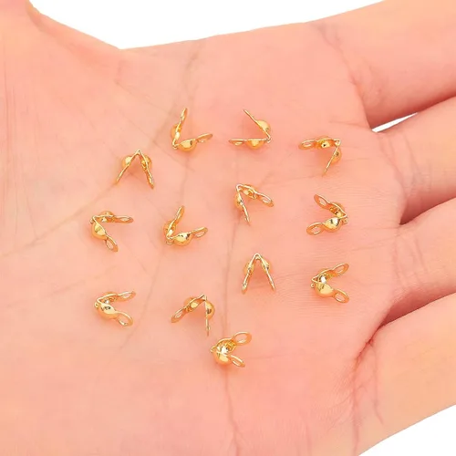 Miniatura 3 de Beadia Tapas de extremo chapadas en oro de 18 quilates que no se deslustran 0.118 x 0.236 in, 200 piezas para hallazgos de fabricación de joyas