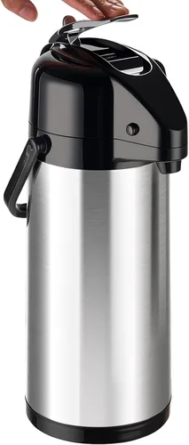Jarra de café Airpot mejorada con doble bomba, jarra de café de 84 onzas / 2.5 L para mantener el calor, dispensador de bebidas para bebidas