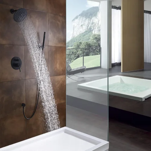 Miniatura 3 de Accesorios de ducha negros, juego de grifo de ducha negro mate, sistema de ducha negro con ducha de lluvia y de mano, sumerain