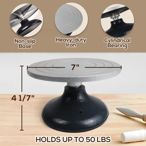 Miniatura 2 de Falling In Art Rueda de cerámica de 7 pulgadas para adultos, rueda de bandas de decoración de cerámica de metal resistente