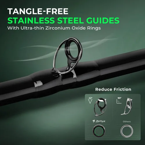 Miniatura 4 de KastKing Zephyr Dual Tip Fishing Rod, Lightweight KastFlex IM6 Graphite Spinning & Casting Rod with Zirconium Oxide Ring Guides, Hook Keeper, EVA