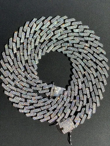 Miniatura 2 de HarlemBling Cadena o pulsera cubana de plata de ley 925 maciza para hombre, eslabones cubanos Hip Hop de 0.472 in - ICY, Metal, Circonita cúbica