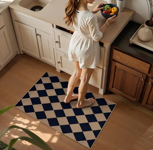 Miniatura 15 de Lahome Alfombra de yute a cuadros fácil 2'x3', alfombra pequeña para entrada, antideslizante, alfombra para la puerta delantera de la cocina