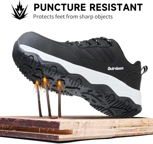 Miniatura 5 de Zapatos anchos con punta de acero para mujer, impermeables, antideslizantes, zapatos de seguridad, ligeros, antideslizantes, construcción