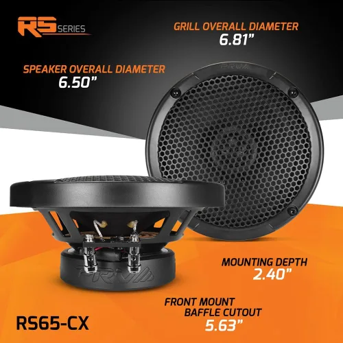Miniatura 7 de PRV AUDIO Altavoces coaxiales para automóvil de 2 vías de 6.5 pulgadas, 160 vatios por par, 4 ohmios RS65-CX, altavoz premium con tweeters