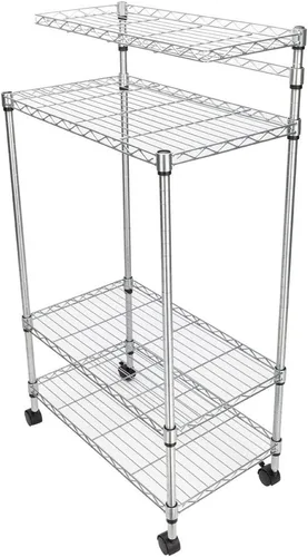 Miniatura 9 de Estante para panaderos con ruedas, carrito de microondas de cocina con almacenamiento, carrito de alambre ajustable de 4 niveles de altura
