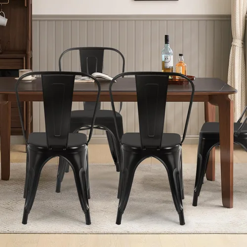 Miniatura 2 de Juego de 4 sillas de comedor, de metal, para interiores y exteriores, sillas de patio, de cocina, de 18 pulgadas de altura, silla de restaurante