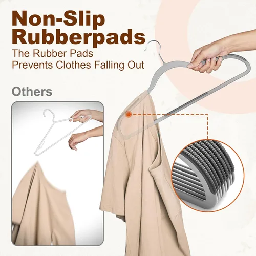 Miniatura 4 de HOUSE DAY - Ganchos de plástico resistentes de 60 unidades, ganchos antideslizantes para ropa con almohadillas de goma y gancho de 360° - Delgados