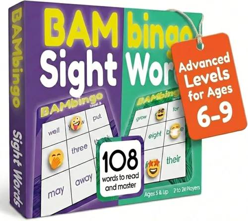 Miniatura 13 de Juego de bingo de palabras de vista THE BAMBINO TREE Nivel 1 y 2 - Juegos educativos para niños - Aprende a leer vocabulario para jardín de infantes