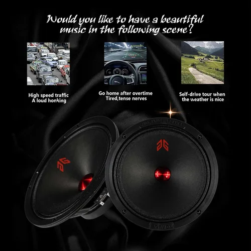 Miniatura 5 de MX80P1 - Altavoz de rango medio de 8 pulgadas, tapa antipolvo roja, 480 W máximo, 4 ohmios, altavoces de puerta de audio de alta calidad para coche