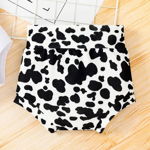 Miniatura 5 de Conjunto de ropa para bebé niña de 1er cumpleaños con mangas con volantes + pantalones cortos estampados + diadema para tartas
