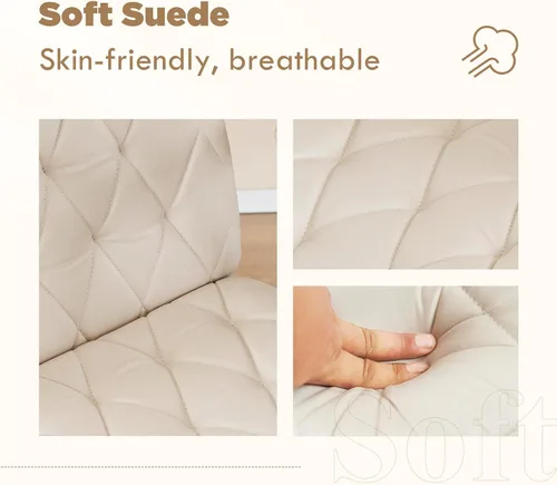 Miniatura 3 de Silla de escritorio sin ruedas, silla giratoria de oficina en casa con patas cruzadas Sillón de acento sólido blanco crema