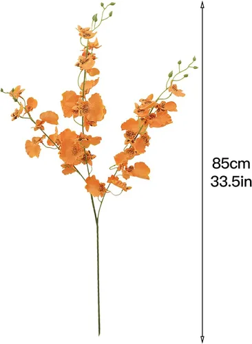 Miniatura 3 de 3 piezas de orquídeas artificiales, 33.5 pulgadas de seda falsas bailarinas bailarinas a granel, ramas de orquídeas naranjas sintéticas