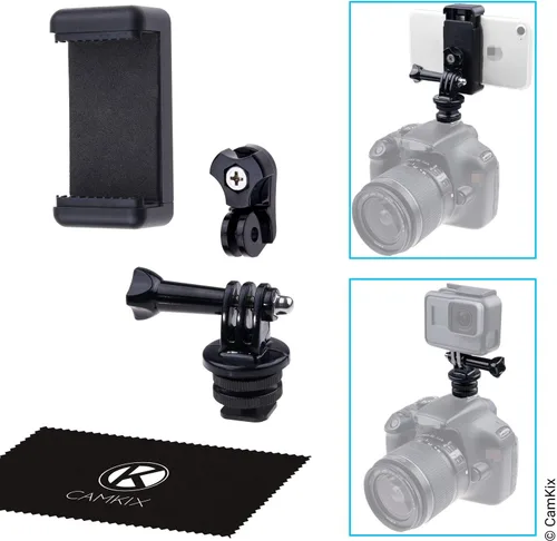 Miniatura 3 de CamKix Kit adaptador de montaje de zapata caliente compatible con teléfono, cámara de acción para el montaje flash de tu cámara DSLR - Graba tu