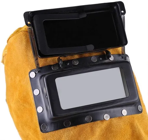Miniatura 3 de Sombrero de trabajo de soldador Máscara de soldadura de piel de vaca Cascos de soldadura Casco ignífugo Casco ignífugo Protección facial Cubierta