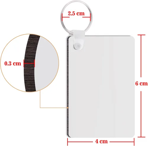 Miniatura 4 de Duufin 120 piezas de llavero de sublimación en blanco rectángulo de transferencia de calor de doble cara MDF tablero llavero en blanco