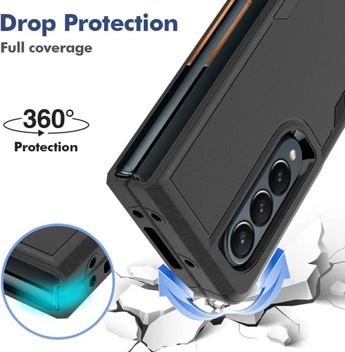 Miniatura 4 de Funda WOGROO para Samsung Galaxy Z Fold 4 - Funda protectora para teléfono a prueba de golpes, duradera, negra