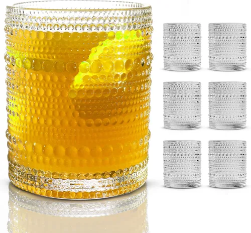Miniatura 12 de Vasos de Beber Hobnail, Juego de Cristalería Vintage de 6 Piezas, Vasos de Beber Vintage 340 ml, Vasos de Burbujas para Beber, Vasos Hobnail, Vasos